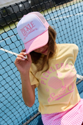 Pickleballer White/Pink Embroidered Trucker Hat